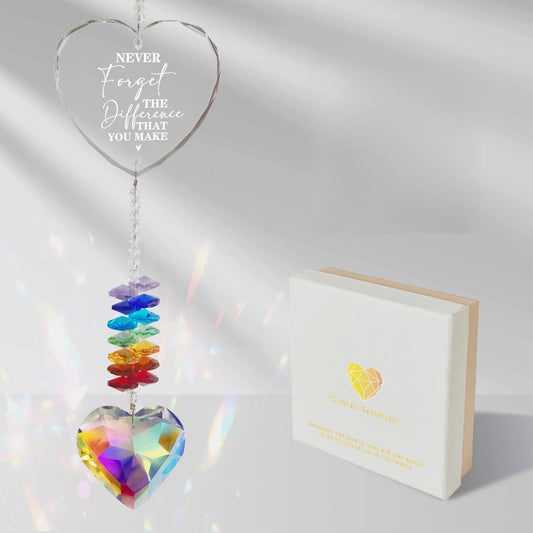 Retirement Gift Crystal Suncatcher for Women, Thank You Gifts Never Forget The Difference, Crystal