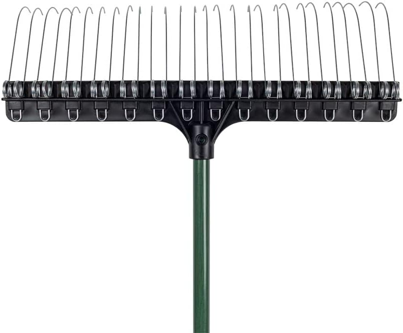 THE GROUNDSKEEPER II Green Rake 55-inch Lightweight Fiberglass Handle, 21-inch Head, Durable Steel Tines for Gardening, De-Thatching or Professional Landscaping