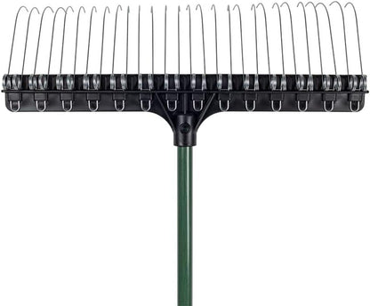 THE GROUNDSKEEPER II Rake 55-inch Lightweight Fiberglass Handle, 21-inch Head, Durable Steel Tines for Gardening, De-Thatching or Professional Landscaping - Green (6-Pack)