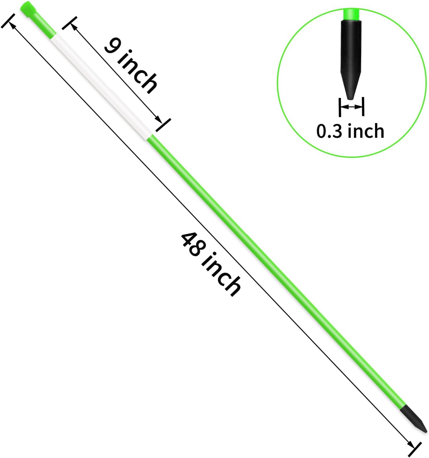 Driveway Markers Snow Stakes 48 inch Green Plow Stakes Reflective Fiberglass, Pack of 100 for Parking Lots, Walkways