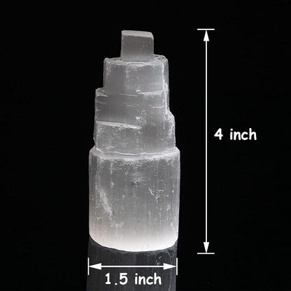 JIC Gem 4Pcs Selenite Tower Skyscraper Healing Crystal Stone Reiki Meditation Positive Energy 4 Inch