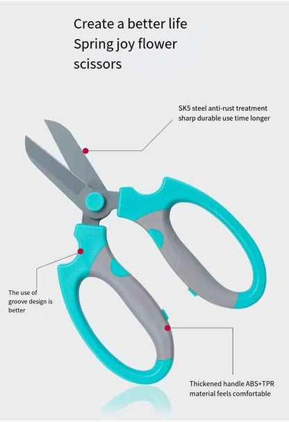 Pro Florist & Garden Shears - 3.38mm Heavy-Duty Rustproof Steel | Cuts Hydrangeas, Roses & Thick Stems | Ergo Wide-Grip Scissors for Fresh Flowers, Pruning, Ikebana