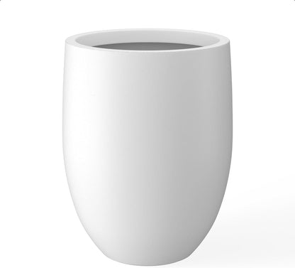 Kante 21.7" H White Concrete Tall Planter, Large Outdoor Indoor Decorative Pot with Drainage Hole and Rubber Plug, Modern Round Style for Home and Garden