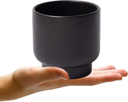 LB Black Ceramic Plant Pot for Indoor Plants, Succulent Planters Ceramic Plant Pots, Modern Flower Pots for Living Room Office Home Decor, Round Flower Pot of 4.3 Inch(Plant Not Included)