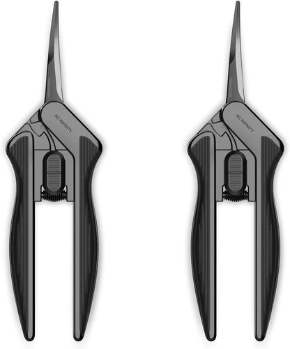 AC Infinity 6.6” Stainless Steel Curved Pruning Shear 2-Pack, Lightweight Ergonomic Design, Curved Precision Blades with Nonstick Titanium Coating for Gardening, Hydroponics, Grow Tents