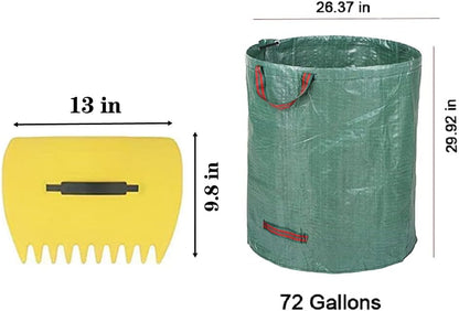 CFH-ALLEZ 1 Pair Lawn Claws Garden Leaves Cleaning Trash Leaf Scoop Collect + 1 Packs 72 Gallons Garden bag Reusable Garden Garbage Bag (Yellow)