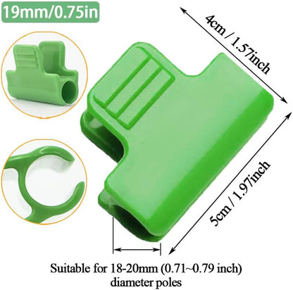 24pcs 19mm Garden Hoops for Netting, Greenhouse PVC Tube Clip for 18-20mm Poles, Garden Buildings Shading Net Rod Tube Clip Film Row Fixing Cover Tunnel Hoop Clips, Non-Slip, Green
