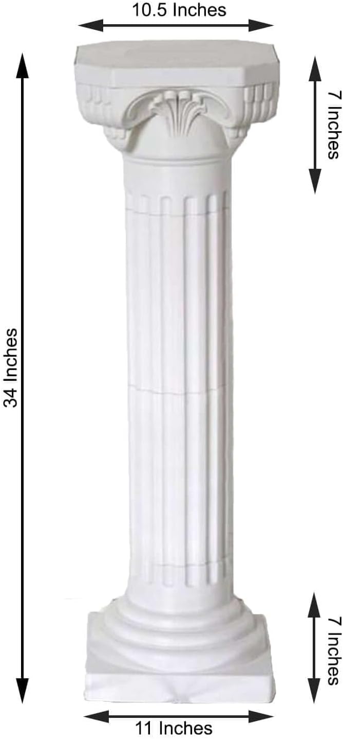 Efavormart 4 Pack 36" Tall White PVC Height Adjustable Empirical Roman Inspired Pedestal Column Plant Stand
