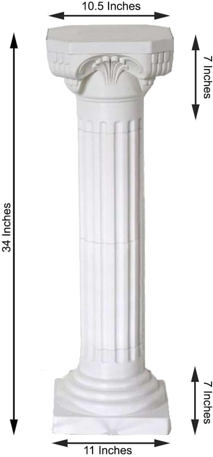 Efavormart 4 Pack 36" Tall White PVC Height Adjustable Empirical Roman Inspired Pedestal Column Plant Stand