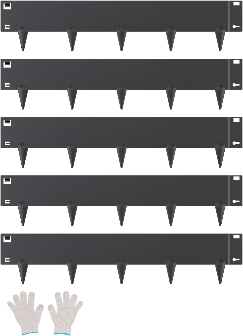 VEVOR Steel Landscape Edging, 5 Packs 39 x 5 in Rust-Resistant Metal Landscape Edging, Bendable Garden Edging Border, Heavy Duty Lawn Edging, Easy-to-Install, Flower Bed Yard Pathway Divider Black