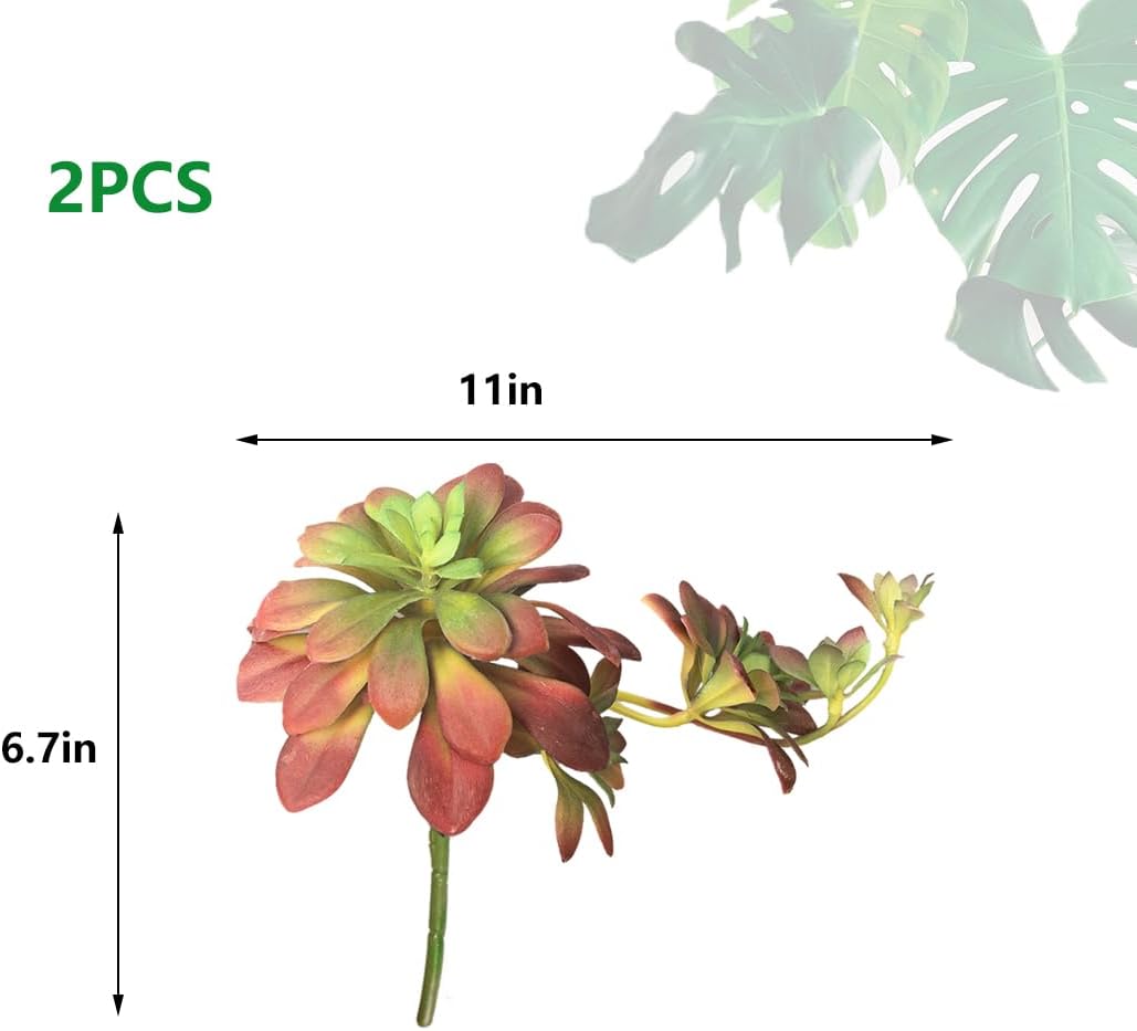 2pcs Artificial Succulent Plants, Realistic Large Fake Succulents, Artificial Hanging Ornaments for Decor