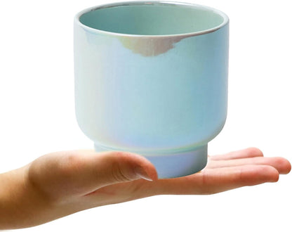 LB Blue Ceramic Planters for Indoor Plants, Succulent Plant Pots Ceramic Plant Pot, Modern Flower Pots for Living Room Office Home Decor, Round Flower Pot of 4.3 Inch(Plant Not Included)