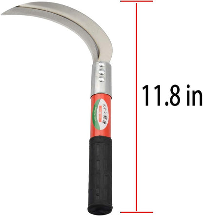 Weeding Sickle,Steel Grass Sickle,Premium Hand Forged Grass Sickle - Multipurpose Gardening Weeding Grass Sickle and Farming Portable Safety Sickle（11.8 in）