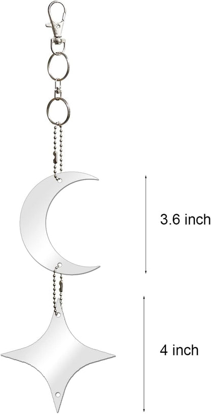 Keep Birds Away Mirror Disc, Hanging Reflectors to Scare Birds Away from Your House and Garden, 16 Moon-Star Discs
