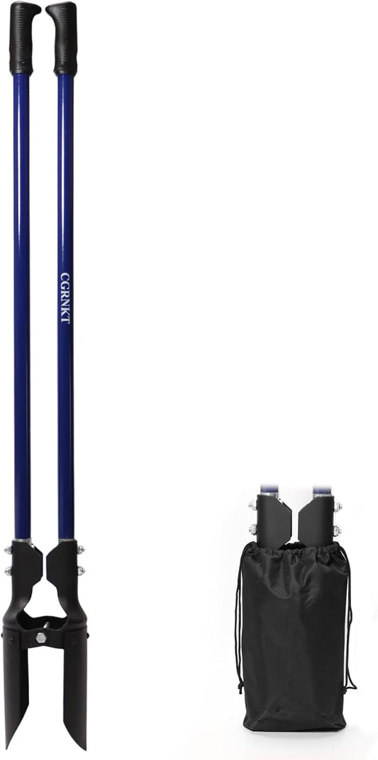 Heavy Duty Post Hole Digger for Fence Posts - Hole Digger with Fiberglass Handle, Durable Soil Digger Garden Tool for Agriculture, Gardening, and Landscaping,56 Inches,Blue