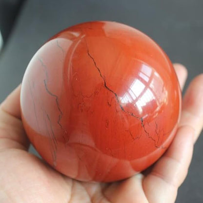 6-7CM/2.36-2.76inch Magical Natural Red Jasper Stone Ball Quartz Crystal Mineral Reiki Treatment Home Office Degaussing Decoration Collection Sphere (Red Jasper, 60-70mm)