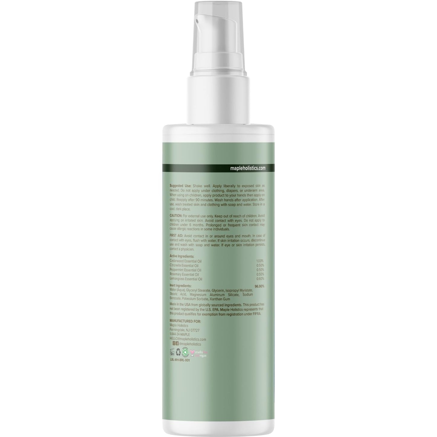 Bug Repellent Lotion for Adults & Kids - DEET Free Insect Repellent Lotion for Ticks & Mosquitoes - Made with Citronella & Lemongrass - Dermatologist Tested - Light Scent Vegan & Cruelty Free (4oz)