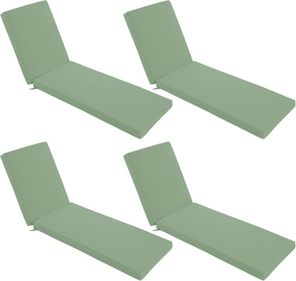 Chaise Lounge Cushions Outdoor Set of 4 - Waterproof and Fade Resistant Sun Lounger Replacement Cushions - Patio Lounger Pads with Removable Cover for Pool, Deck, 72 x 21 x 3 Inch, Sage Green