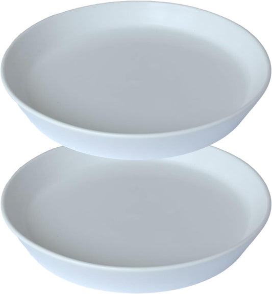 2 Pack Ceramic Plant Saucer 4 Inch, Heavy Duty Plant Pot Tray for Indoor & Outdoor, Glazed Ceramic