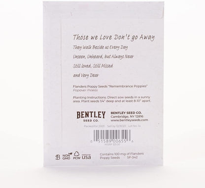 Bentley Seed Co. | Memorial Cardinal Celebration of Life Funeral Favors for Guests | Non-GMO, Non-Coated Flanders Poppy Seed Packets | Sentimental Funeral Service Gift | Pack of 25
