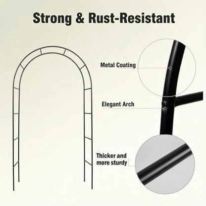Thick Metal Garden Arch Rust-Proof Heavy Duty for Climbing Vines & Wedding