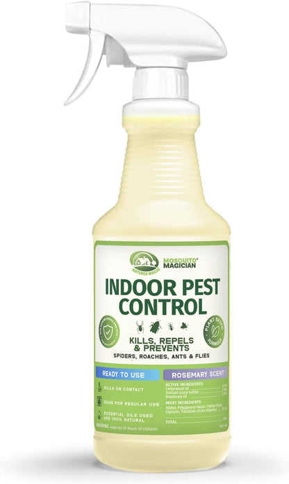 Mosquito Magician Indoor Pest Spray – Design for Indoor Use to Neutralize Spiders, Roaches, Ants & Flies with Plant-Sourced Essential Oils, Efficient Ready to Use Home Pest Spray – Rosemary, 16 OZ