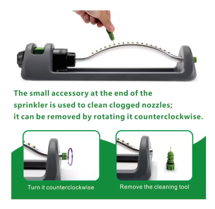 Lawn Sprinkler, 18-Hole Brass Nozzle Oscillating Sprinkler, Garden Tool for Lawns up to 3,600