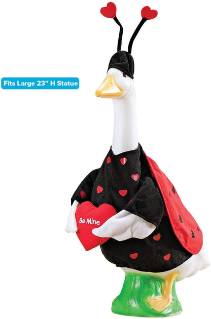 Fox Valley Traders Gaggleville Love Bug Goose Outfit, Fits Large 23" H Statue, Valentine Ladybug Costume for Lawn Décor, Polyester