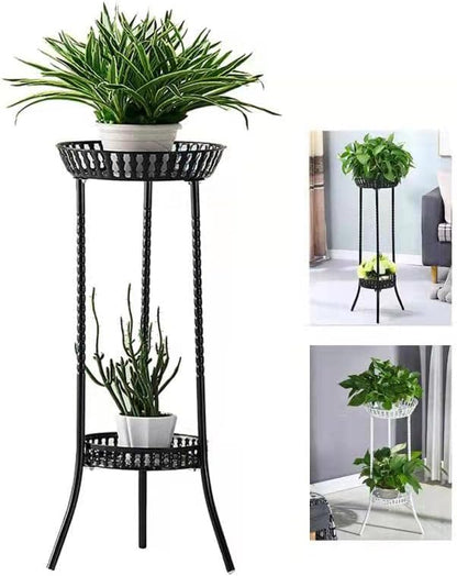 YANMENG Metal Iron High Plant Stand Indoor Outdoor, Sturdy Planter Stand, Corner Display Shelf, Weight Capacity 50 lbs(32in, Black)