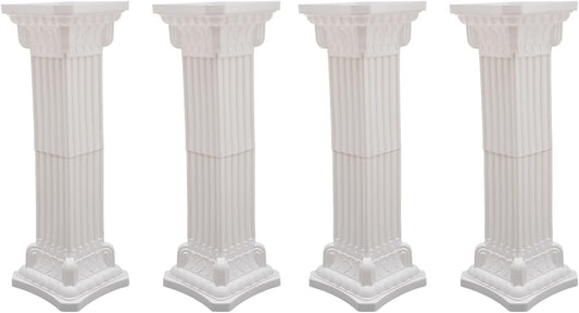 Roman Columns Wedding Stand Pillar Plant Stand Plastic Greek Statue Pedestal Flower Pot Holder Decor, Event Party Elegant Decorative Column (White, 4Pcs, 11.81x35.43 Inch)