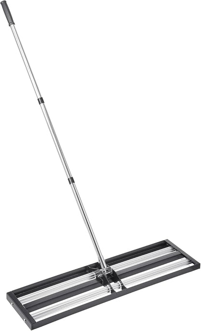VEVOR Updated Lawn Leveling Rake with Roller, 36'' x 10" Stainless Steel Lawn Leveler with 83.9'' Adjustable Handle, Heavy Duty Yard Leveling Rake, Effort Saving Lawn Leveling Tool for Yard Golf Court