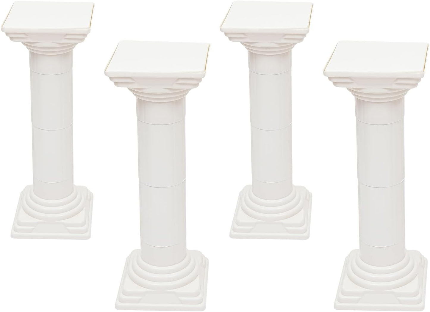 Roman Columns Wedding Column Stand Roman Pillar Plant Stand Plastic Greek Column Statue Pedestal Flower Pot Holder Decor, Wedding Event Party Elegant Decorative Column (White, 4Pcs, 11.4x31.5 Inch)
