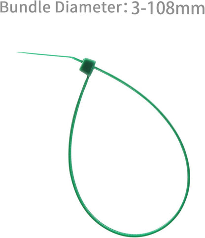 XINGO 100PCS Cable Zip Ties Heavy Duty, Premium Nylon Plastic Wire Ties with 50 Pounds Tensile Strength, Self-Locking Black Nylon Zip Ties for Indoor and Outdoor (16 inch, Green)