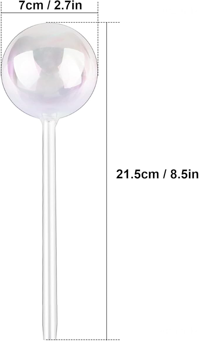 [6 PCS] Light Iridescent Rainbow Gradient Color Clear Glass Self-Watering System Spikes, Automatic Plant Waterer Bulbs