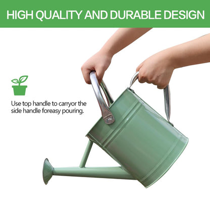 yourjoy Metal Watering Can 1 Gallon for Outdoor Garden Plants, CGreen