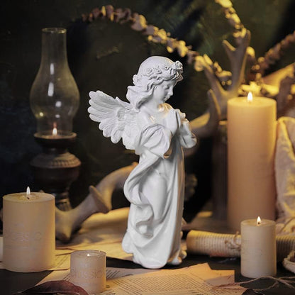 YUEOECOR Praying Angel Figurine, Waterproof Angel Wings Statue, Garden Memorial Angel, Resin Praying Angel Figurine for Home Decor or Garden