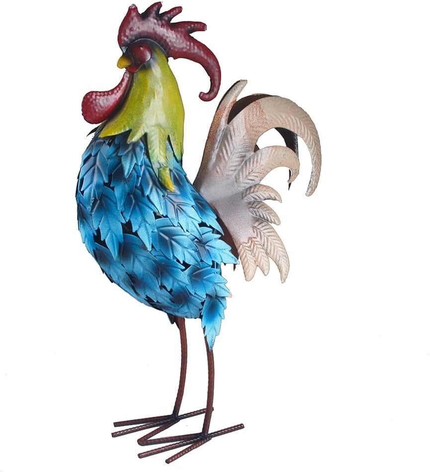 Rooster Statue Vintage Chicken Animal Sculpture Garden Decoration Metal Yard Art for Patio Lawn Backyard Outdoor Indoor Decoration
