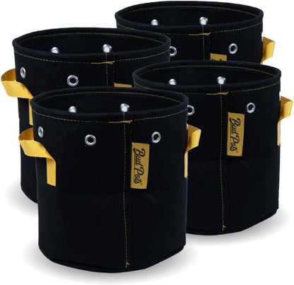 BudPots for Optimal Plant Growth | 3 Gallon Fabric Pots (11.3L) | 4-Pack | Metal Reinforced Rim - Sturdy & Never Collapses | Promotes Dense & Healthy Roots | Low Stress Training | Reusable