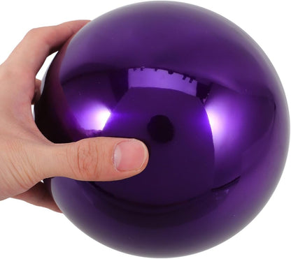 Happyyami Stainless Steel Mirror Reflective Ball Purple Gazing Ball for Garden Decor 15Cm Outdoor Accent 2Pcs Set