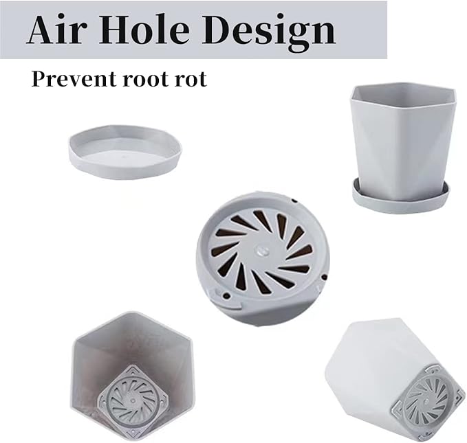 InmeRun Plant Pots Indoor Plastic Flower Pots Outdoor 5 inch Set of 6 Pack with Drainage Holes and Saucers for Garden Pots (5inch-12pcs)