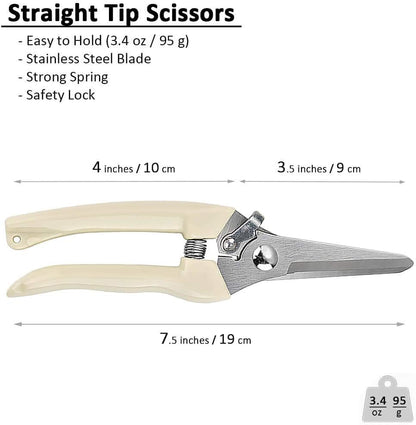 BUGUI Garden Shears Set of 2, Includes 1 Bypass Pruning Shears and 1 Straight Blade Garden Scissors, Sharp, Lightweight