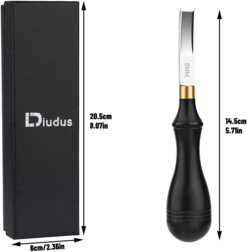 Diudus Leather Edge Beveler Tool, French Skiver, Wide Mouth Leather Edge Bevelers Skiving 8mm, Leather Edge Trimmer Crafting Tools with Wooden Handle for DIY Leather Craft