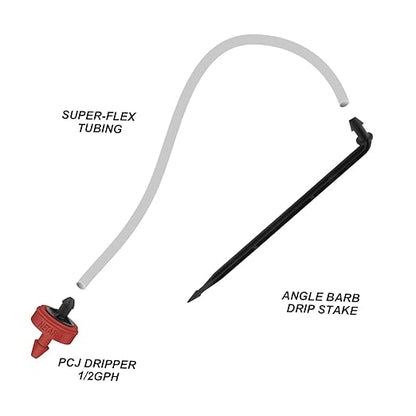 Netafim Automatic Irrigation Dripper Stake Assembly, 0.5 GPH, Bundle of 25 (48 Inches)