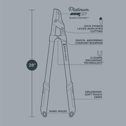 Woodland Tools Heavy Duty Lopper – 28 Inch Lever-Action Branch Cutter with Bypass Blade and Non Slip Grip – Manual Tree Limb Cutter for Thick Branches and Tough Yard Work