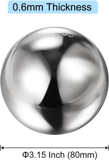 uxcell Gazing Ball 3.15 Inch 80mm Reflective Sphere Polished Hollow Ball, Stainless Steel Gazing Globe Mirror Ball for Home Outdoor Decoration, Silver Tone