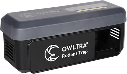 OWLTRA OW-7 in-/Outdoor Electric Rodent Trap, Instant Kill Mouse & Rat Zapper with Waterproof Cover, Sound & Light Alarm, and Batteries or USB Power Source, Waterproof Grade IPX4, Black