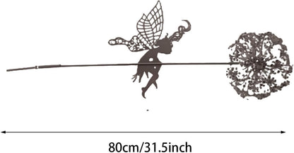 Flower Fairy Dancing with Dandelion, Art Sculpture Fairies for Fairy Garden, Angel Metal Ornaments Gardens Art Sculpture, Outdoor Decorations for The Courtyard, Christmas and Halloween Lawn (H)