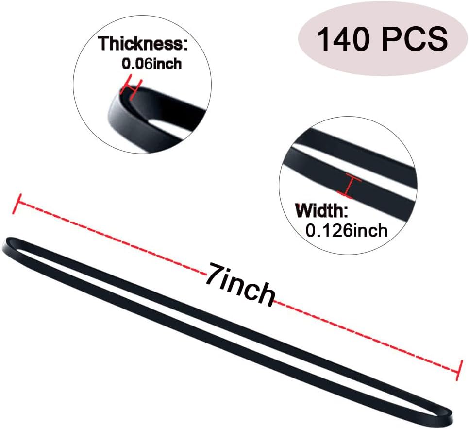Large Rubber Bands 140 Pack, Heavy Duty Big Elastic Bands Size #117, Colored (Black, Blue, Red, Green), 7x1/8 Inches, Fits Up to 33 Gallon Trash Cans