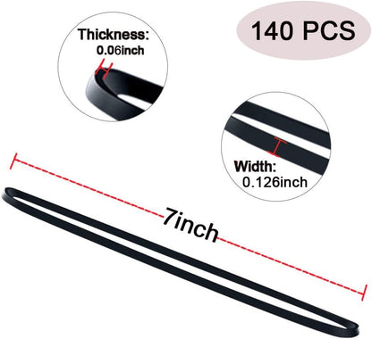 Large Rubber Bands 140 Pack, Heavy Duty Big Elastic Bands Size #117, Colored (Black, Blue, Red, Green), 7x1/8 Inches, Fits Up to 33 Gallon Trash Cans