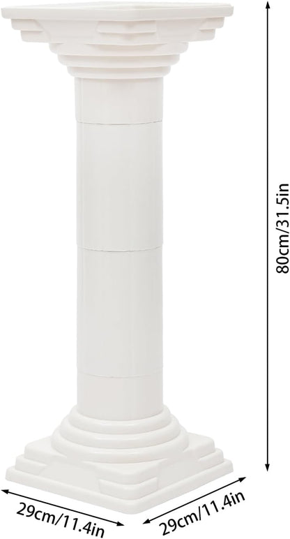 Roman Columns Wedding Column Stand Roman Pillar Plant Stand Plastic Greek Column Statue Pedestal Flower Pot Holder Decor, Wedding Event Party Elegant Decorative Column (White, 4Pcs, 11.4x31.5 Inch)